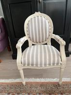 Brocante kinderstoeltje Louis Seize streep bekleed grijs wit, Ophalen