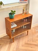 Vintage vitrine kastje hout jaren 50/60 wandmeubel, Ophalen, Gebruikt, Minder dan 150 cm, Minder dan 100 cm