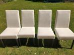 Eetkamerstoelen wit stof met zwarte poten, Ophalen, Gebruikt, Wit, Vier
