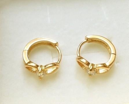 Oorbellen goud 18k creolen - oorringetjes met  zirkonia, Overige materialen, Hangers, Nieuw, Ophalen of Verzenden