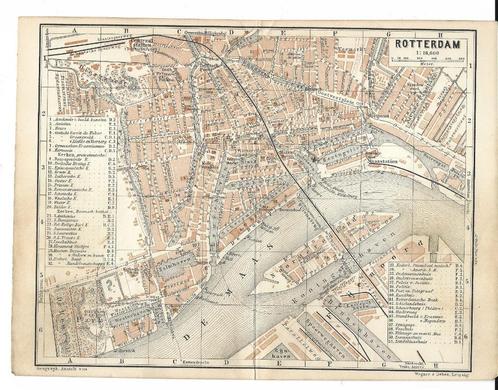 1897 - Rotterdam stadsplan, Boeken, Atlassen en Landkaarten, Gelezen, Landkaart, Nederland, 1800 tot 2000, Ophalen of Verzenden
