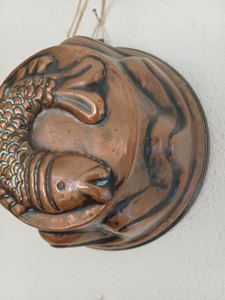 Antieke Koperen Visvorm Franse brocante  oude pudding vorm, Antiek en Kunst, Curiosa en Brocante, Ophalen of Verzenden