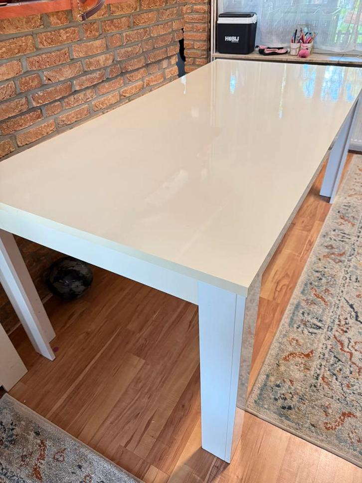 Witte eettafel – 180x90 cm, Huis en Inrichting, Tafels | Eettafels, Zo goed als nieuw, 50 tot 100 cm, 150 tot 200 cm, Rechthoekig