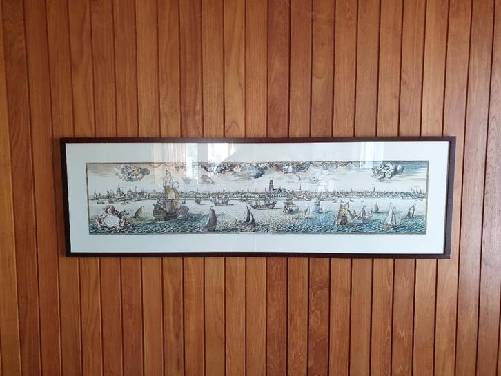 ROTTERDAM ZELDZAME KOPERGRAVURE PANORAMA 1555, Antiek en Kunst, Kunst | Etsen en Gravures, Ophalen