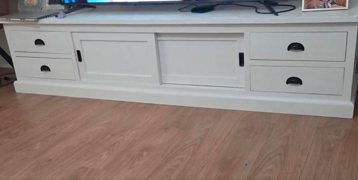 Tv-meubel wit hout - landelijk, Huis en Inrichting, Kasten | Televisiemeubels, Zo goed als nieuw, Minder dan 100 cm, 150 tot 200 cm