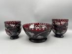 Set van 7 Boheemse kristallen schaaltjes – met druivenmotief, Ophalen of Verzenden
