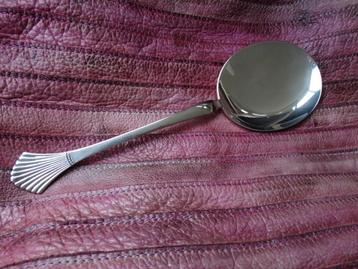 Antieke Hollands zilveren schep, grote lepel met waaiersteel beschikbaar voor biedingen