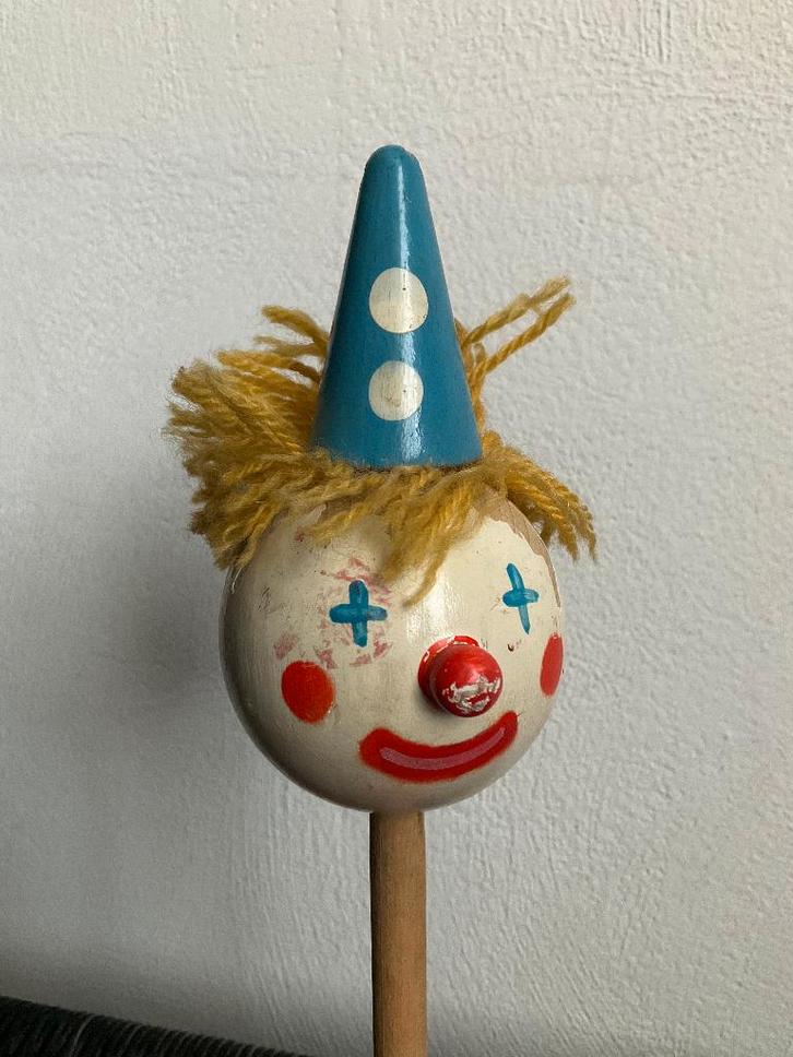 Vintage Stapelclown - Handbeschilderd, Antiek en Kunst, Curiosa en Brocante, Ophalen