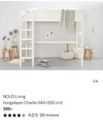 NOUS Living Hoogslaper 140x200 – Zo goed als nieuw (met LED), Ophalen, Hoogslaper, Tweepersoons, 140 cm
