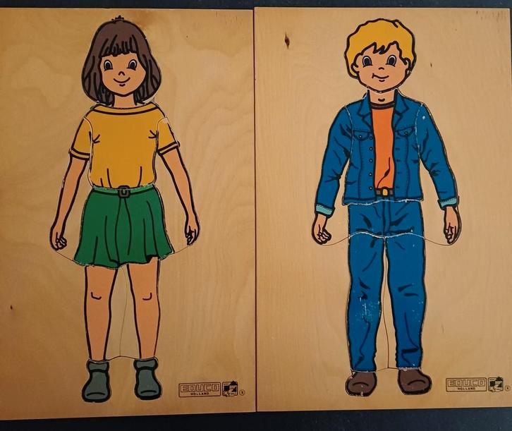 Educo aankleedpuzzels jongen en meisje, 3 lagen., Kinderen en Baby's, Speelgoed | Educatief en Creatief, Gebruikt, Ophalen of Verzenden