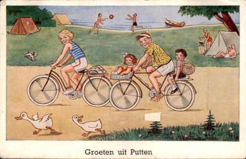 Fietsplezier in Putten, Verzamelen, Ansichtkaarten | Nederland, Gelopen, Gelderland, 1940 tot 1960, Ophalen of Verzenden