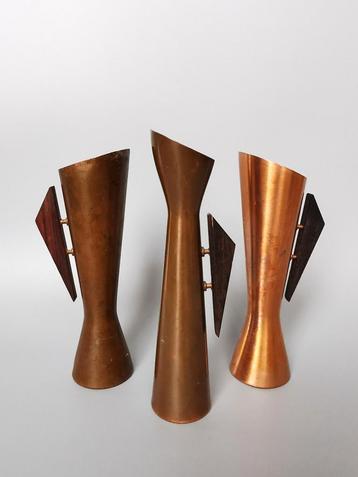 Dhalman set van 3 koperen retro vintage design vazen beschikbaar voor biedingen