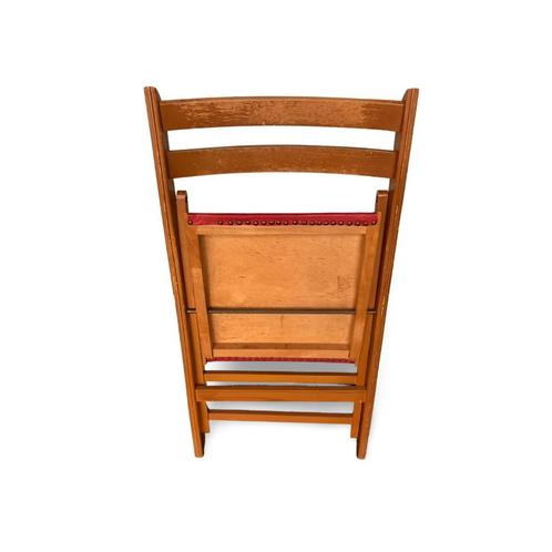 Vintage klapstoel, Huis en Inrichting, Stoelen, Gebruikt, Eén, Hout, Leer, Rood, Ophalen of Verzenden