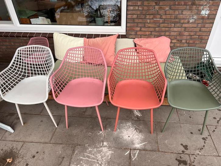 4 x Kuipstoel Webbing voor binnen/buiten, Tuin en Terras, Tuinstoelen, Zo goed als nieuw, Kunststof, Ophalen