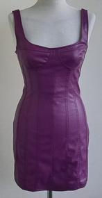 Bershka leather look paars jurkje mt. S, Paars, Zo goed als nieuw, Maat 36 (S), Boven de knie