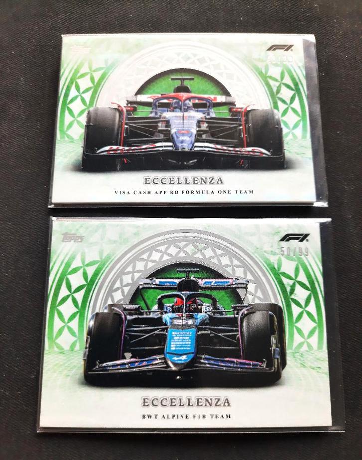 2 kaarten Alpine RB Topps Eccellenza 2024 Parallels /99, Hobby en Vrije tijd, Stickers en Plaatjes, Nieuw, Meerdere plaatjes, Ophalen of Verzenden