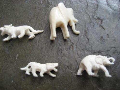 DIERENBEELDJES Antiek 2x olifant 2x Tijger zie beschrijving, Antiek en Kunst, Kunst | Niet-Westerse kunst, Ophalen of Verzenden