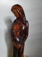 14201) mooi groot houten beeld Maria met kind  hoog 49cm, Ophalen of Verzenden