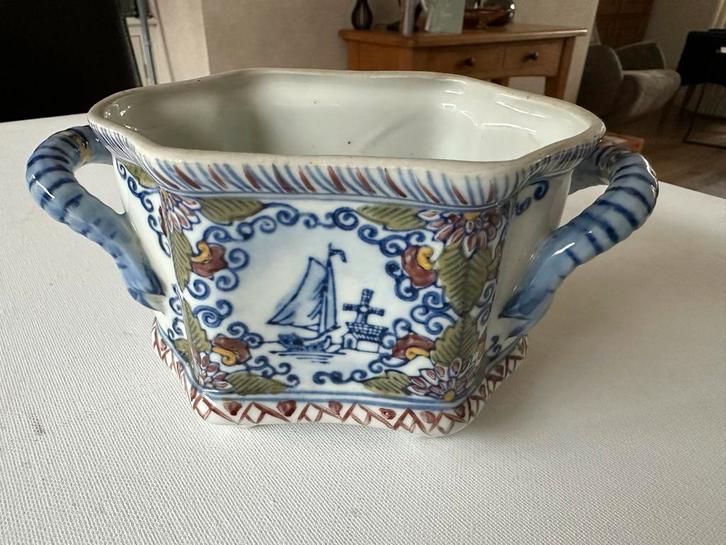 Makkum AB17 Bloempot met Oor (origineel handwerk), Antiek en Kunst, Antiek | Keramiek en Aardewerk, Verzenden