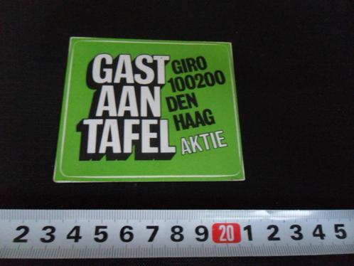 sticker Den Haag Gast aan tafel aktie giro 100200, Verzamelen, Stickers, Zo goed als nieuw, Bedrijf of Vereniging, Ophalen