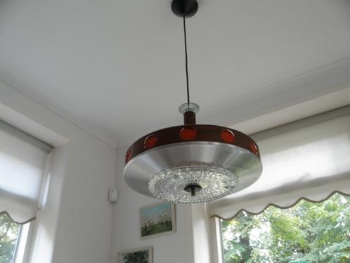 Vintage, Retro, Hanglamp, Plafondlamp izgs, Huis en Inrichting, Lampen | Plafondlampen, Gebruikt, Glas, Metaal, Overige materialen