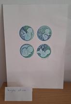 Etsen Yvonne Borgers 4 baby’s in de baarmoeder, Antiek en Kunst, Ophalen of Verzenden