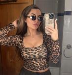 Nieuwe Leopard tijger print top maat s/m, Kleding | Dames, Tops, Nieuw, Bruin, Lange mouw, Maat 36 (S)