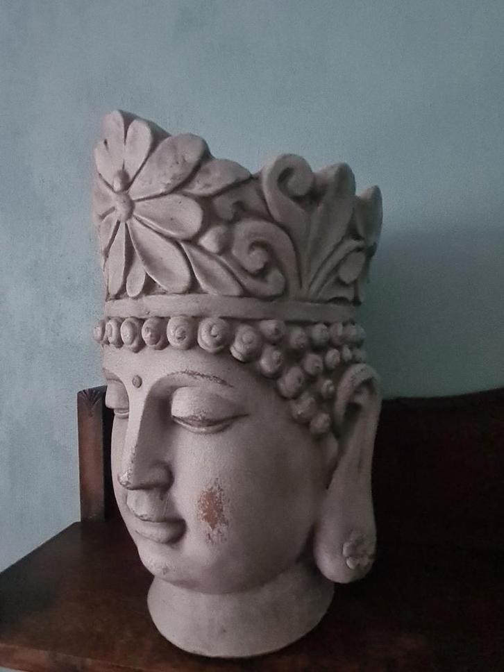 XL Bouddha bloempot beeld 35 cm, Tuin en Terras, Bloempotten, Zo goed als nieuw, Overige materialen, Minder dan 40 cm, 25 tot 40 cm