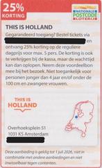 THIS IS HOLLAND. Amsterdam. 25% korting. Postcodeloterij bon, Drie personen of meer, Kortingskaart