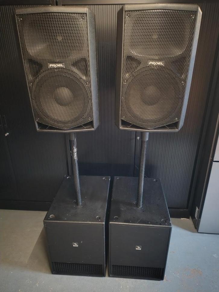 Actieve speakers LuidsprekerSet - 12" Top & 15" Sub, Audio, Tv en Foto, Luidsprekers, Gebruikt, Subwoofer, 120 watt of meer, Overige merken