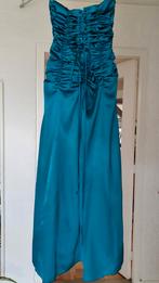 Galajurk / avondjurk blauw lang strapless, Maat 38/40 (M), Blauw, Ophalen of Verzenden, Onder de knie