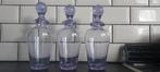 drie glazen vaasjes, karaffen, lichtpaars, Verzamelen, Glas en Borrelglaasjes, Ophalen of Verzenden, Zo goed als nieuw, Overige typen
