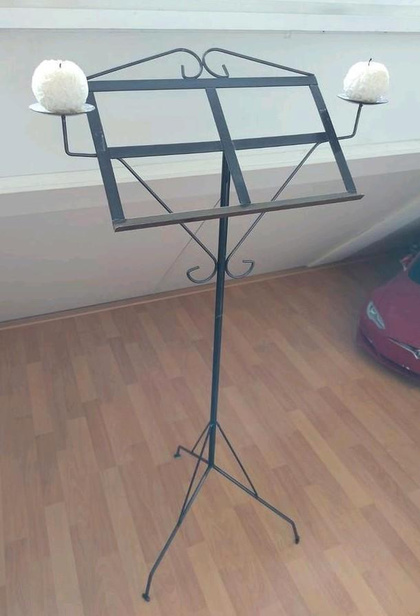 Klassieke Muziekstandaard met Kaarshouders - Metaal, Muziek en Instrumenten, Standaards, Gebruikt, Muziekstandaard, Accordeon