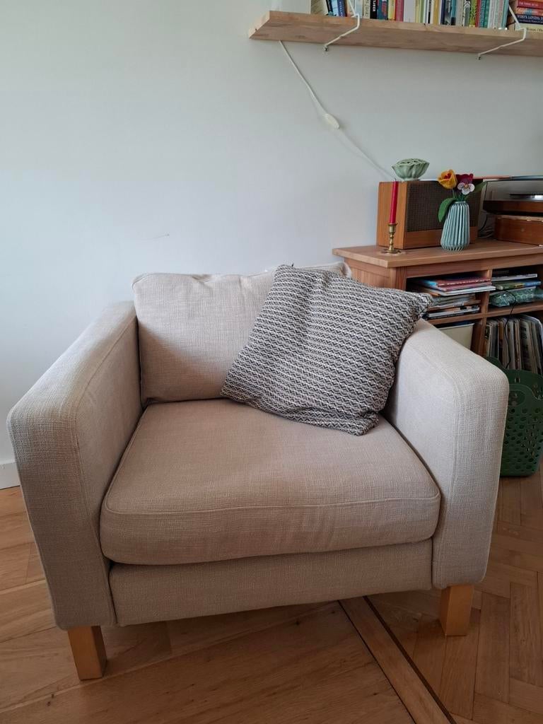 Ikea karlstad fauteuil beige, Ophalen, Eenpersoons, 75 tot 100 cm, Zo goed als nieuw