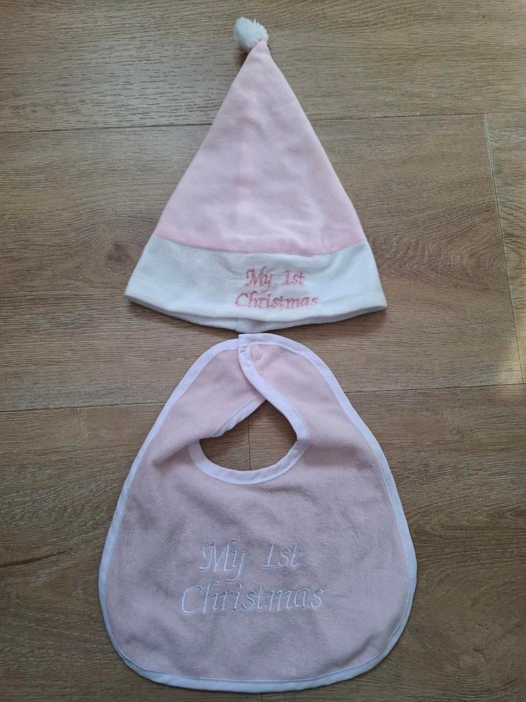 My first christmas baby slabber en muts, Ophalen of Verzenden, Zo goed als nieuw, Meisje, Muts
