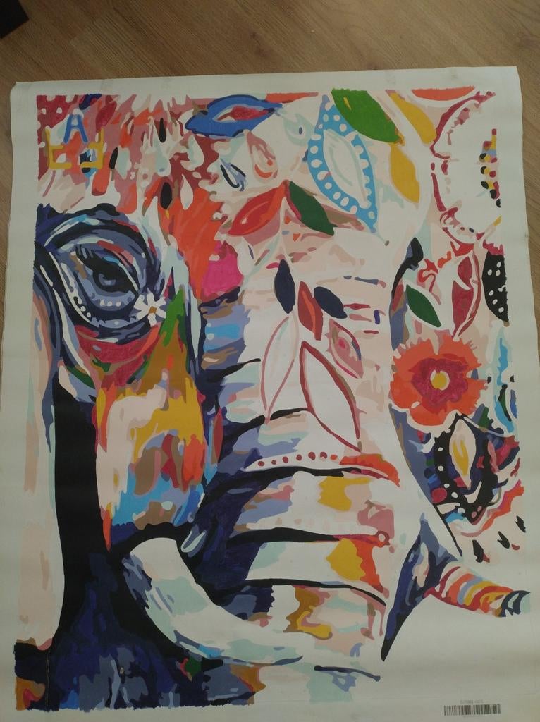 Schilderij olifant kleurrijk, Antiek en Kunst, Kunst | Schilderijen | Modern, Ophalen of Verzenden