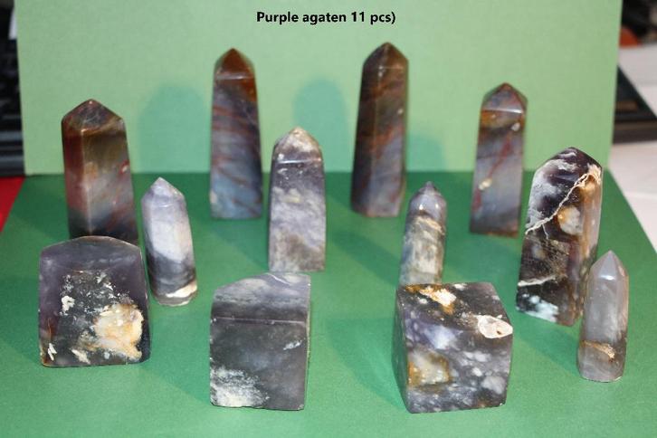 purple agaten  (11 pcs), Verzamelen, Mineralen en Fossielen, Mineraal, Ophalen of Verzenden