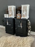 Nachtkastjes Ladekastjes Black & Wood & Tuigleer, Huis en Inrichting, Ophalen of Verzenden, Zo goed als nieuw