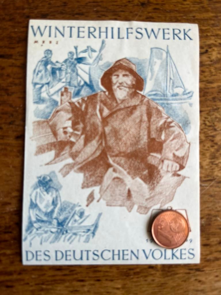 WO2 DUITS WHW Spendenzettel Winterhilfswerk 1938-1939 märz, Verzamelen, Verzenden, Overige soorten, Duitsland, Overige typen