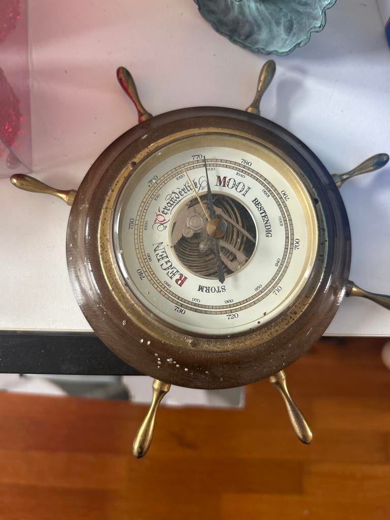 Barometer in scheepsstuurwiel vorm, Ophalen of Verzenden, Gebruikt, Barometer