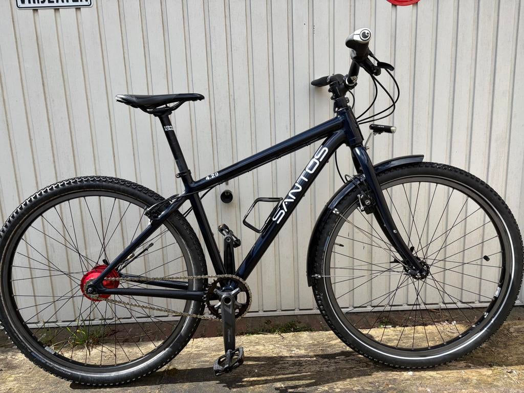 Santos 4.29 rohloff, maat M, 28 inch, 10 tot 15 versnellingen, Velgrem, Minder dan 49 cm