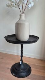 Nieuwe zwarte metalen bijzettafel / wijntafel, Huis en Inrichting, Tafels | Bijzettafels, Ophalen, Metaal of Aluminium, Rond, Nieuw