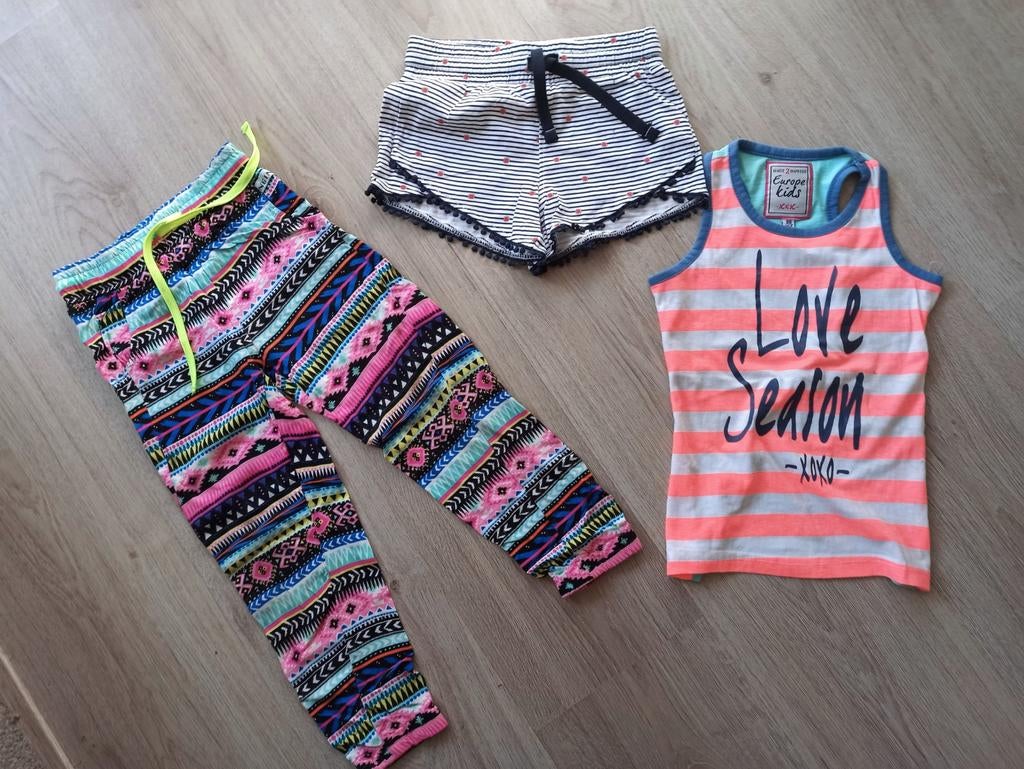 Vingino broekje, leuke top en short maat 98/104, Meisje, Ophalen of Verzenden, Zo goed als nieuw, Setje