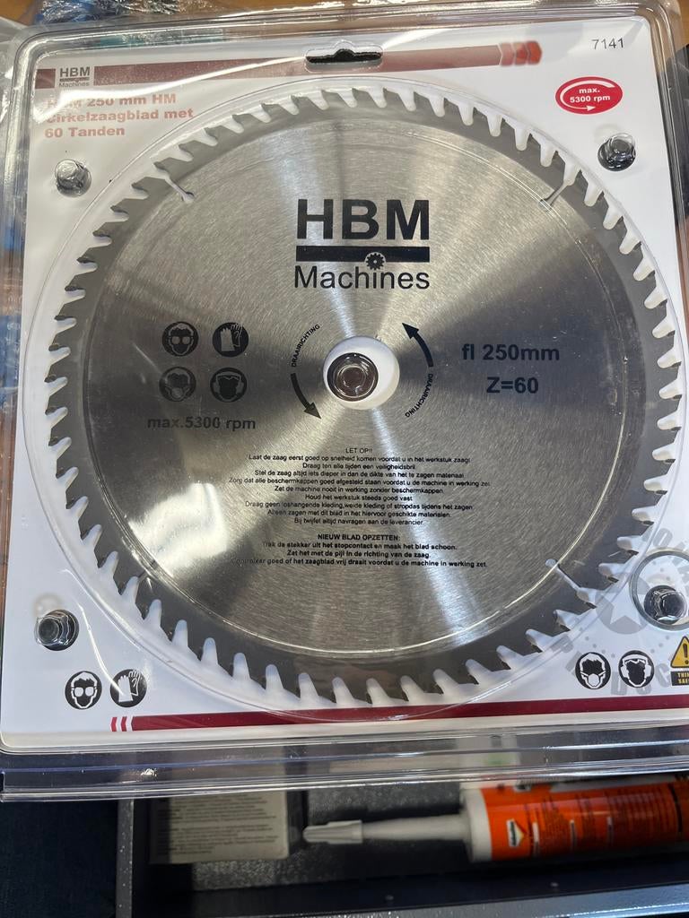 HBM Cirkelzaagblad 250mm 60 Tanden, Ophalen of Verzenden, Nieuw, Cirkelzaag