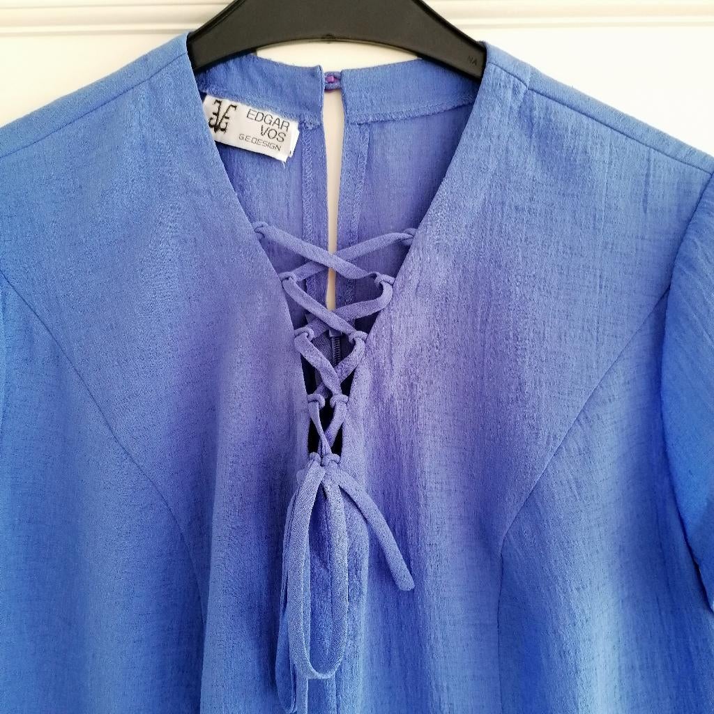 Edgar Vos lila paars shirt / top vhals geregen mt 42 46183, Edgar Vos, ., Paars, Maat 42/44 (L)