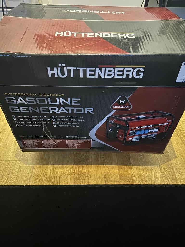 Nieuw in doos: Huttenberg H8500W Benzine Aggregaat, Ophalen, Nieuw, Minder dan 5 kVA, Benzine