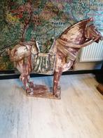 XXL OUD ZWAAR POLYCHROOM HOUTEN PAARD INDIA 110X90 CM., Antiek en Kunst, Ophalen