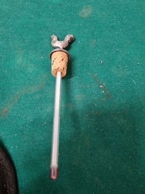 -	Wijnthermometer met tinnen haan, Verzamelen, Ophalen of Verzenden