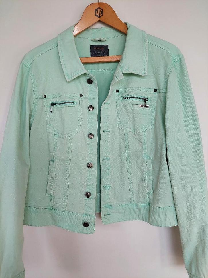 Leuk mintgroen spijkerjasje in Maat XL/L, Kleding | Dames, Jasjes, Kostuums en Pakken, Zo goed als nieuw, Jasje, Maat 46/48 (XL) of groter