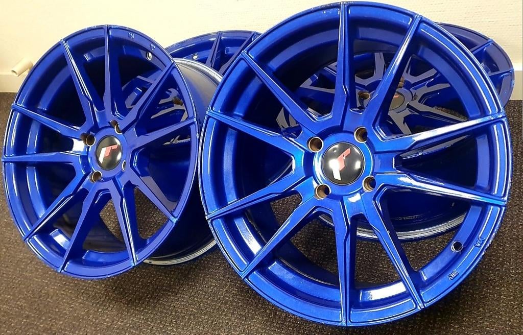 JAPAN RACING JR21 CUSTOMS PLATINUM BLUE 4x108, Ophalen, Gebruikt, Velg(en), 17 inch